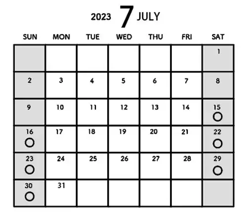 7月開催スケジュールカレンダー